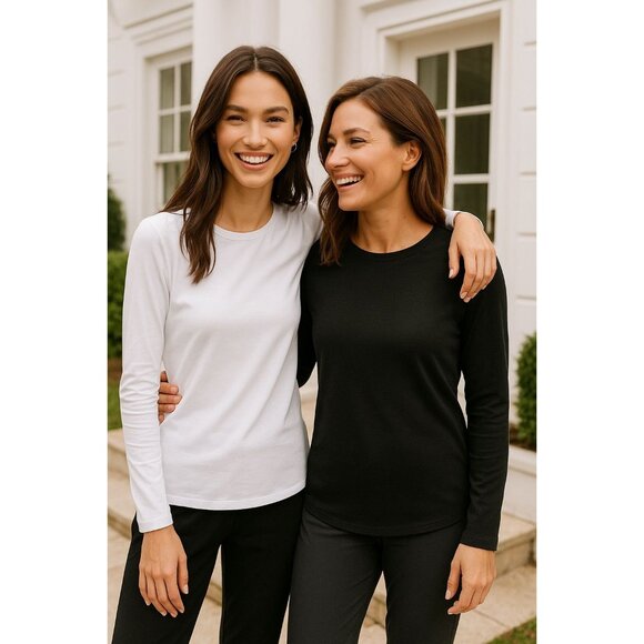 Banana Republic XL 2-Pack Long Sleeve Pullover Women Classic Shirt Crewneck Tee - Picture 1 of 15